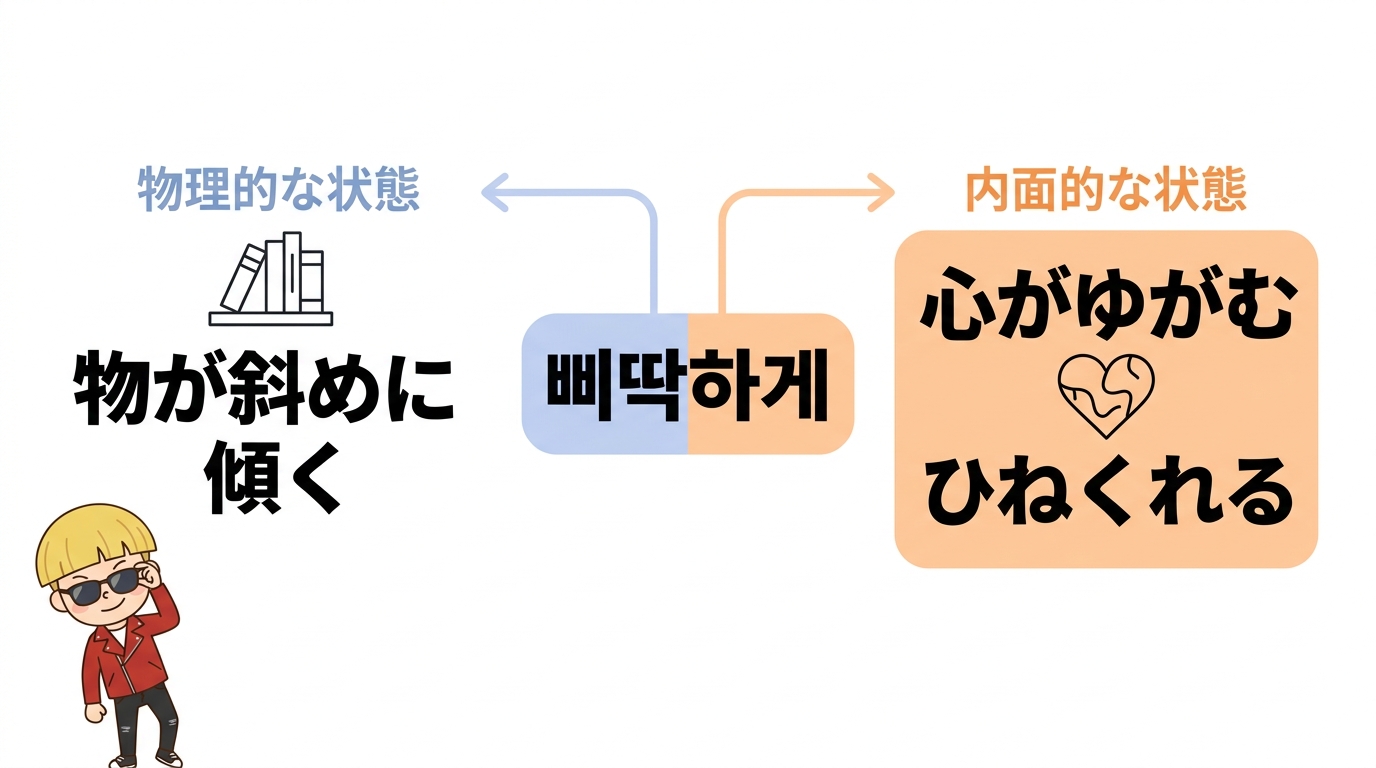 韓国語「ピタカゲ(삐딱하게)」の本当の意味