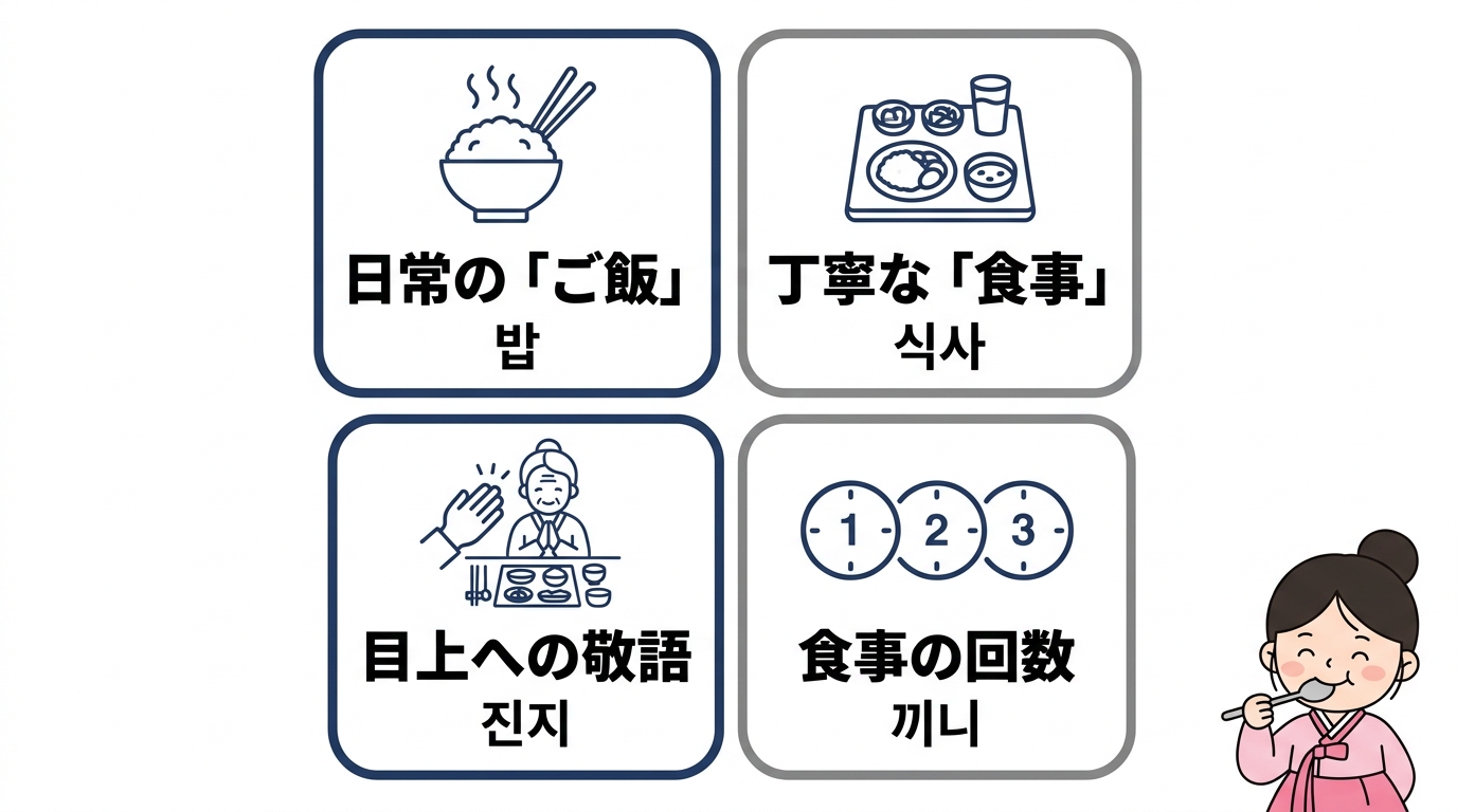 韓国語で「ご飯」を意味する4つの基本単語