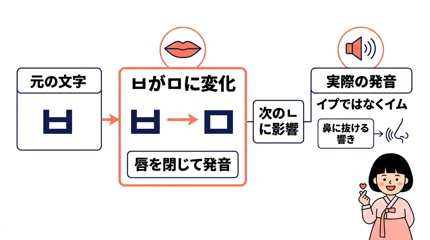 発音が「イプニダ」にならない鼻音化の理由