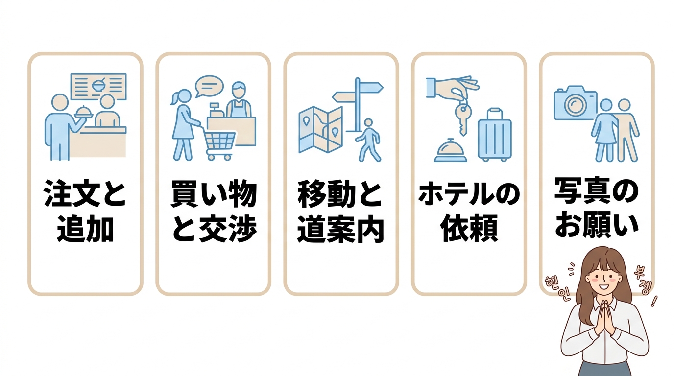 旅行で使える「へジュセヨ」の実践フレーズ集