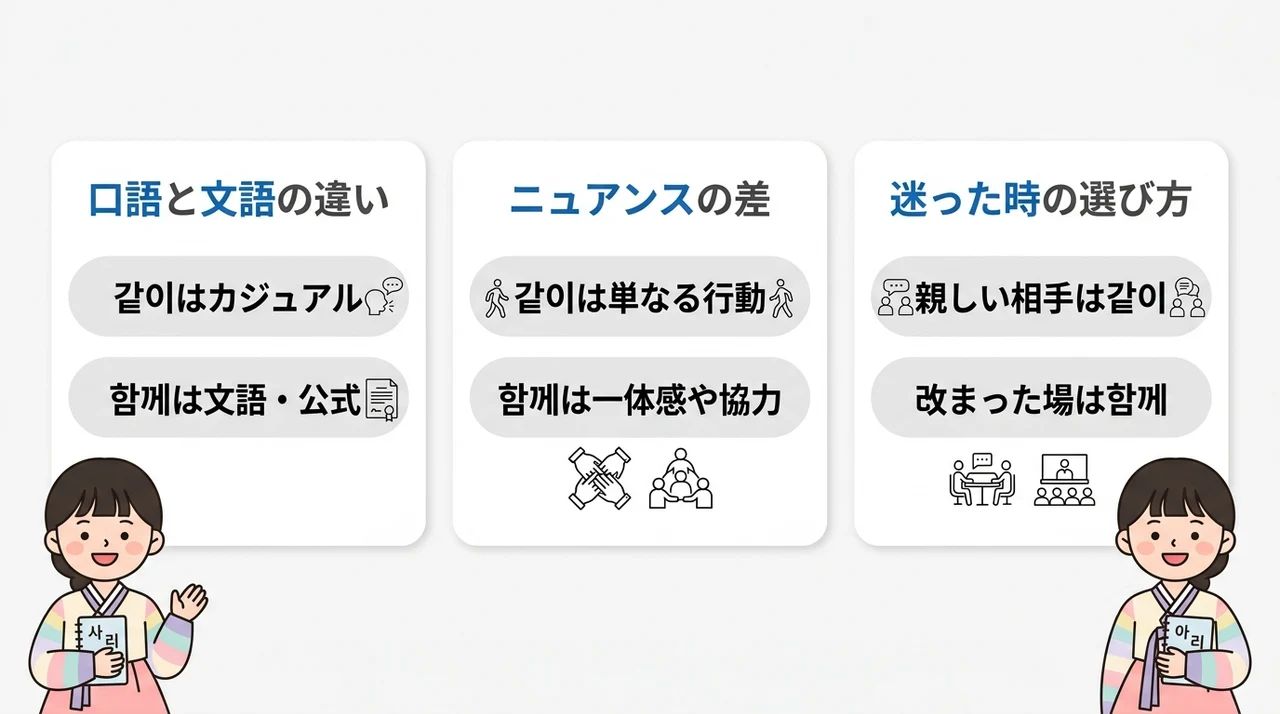 「함께」と「같이」の使い分けポイント