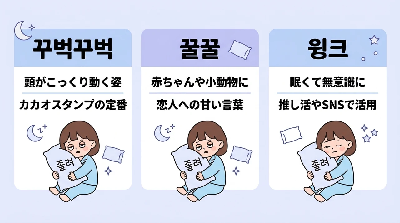 眠そうな様子を伝える可愛いオノマトペ