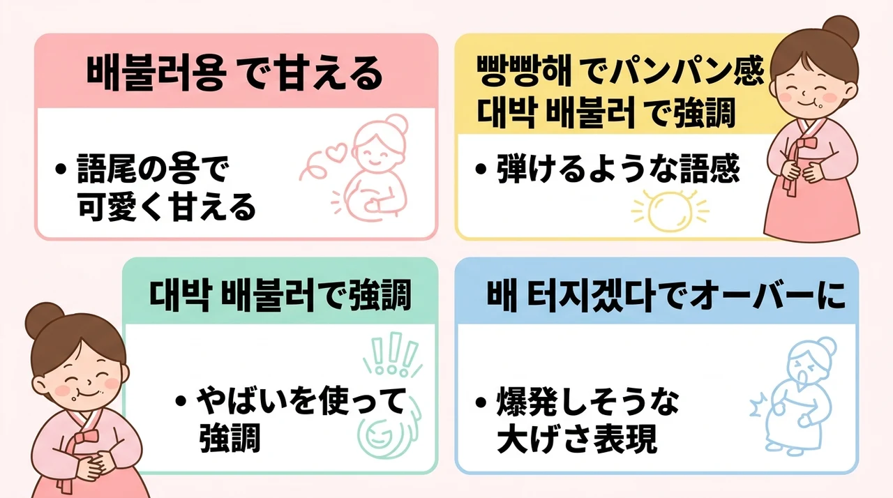 かわいいフレーズでお腹いっぱいを表現