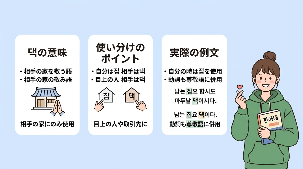 尊敬語「댁（テク）」との使い分けマナー
